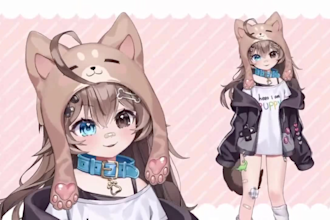 draw and rig live2d model, 2d vtuber, vtuber model, vtuber rigging, anime