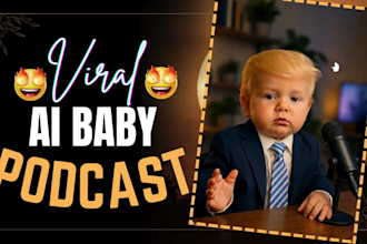 create viral ai baby podcast video ai news baby, your looklike, reels, tiktoks