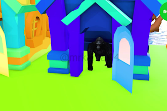create 3d animal crossing fountain animation for kids