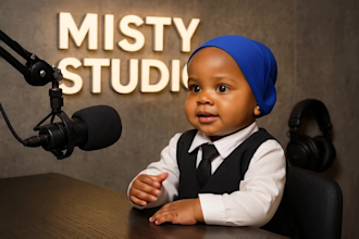 create a viral ai baby video podcast, ai baby talking podcast animated ai baby