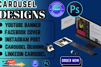 create carousel design linkedin carousel, instagram post facebook cover in canva