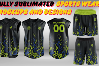 design any sublimated sports wear, uniform with 3d mockup