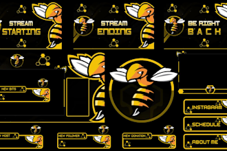 design professional twitch overlay and logo in 1 day