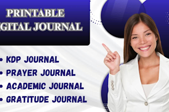 printable etsy digital journal, kdp gratitude prayer academic journal