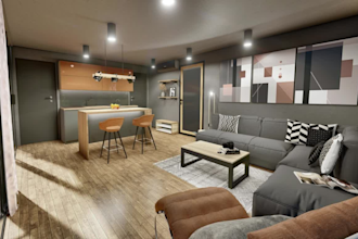 design shipping container home in 3d and render container home interior exterior