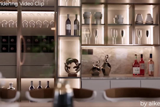 create a realistic 3d rendering walkthrough video clip