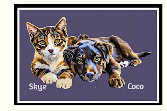 create a custom cat portrait illustration in 24 hours