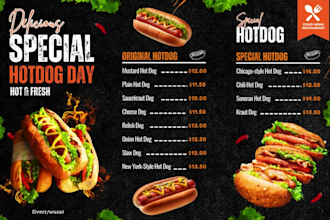 design restaurant menu, static and digital menu in 12 hours