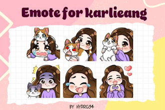 draw cute emotes custom for twitch emotes in my chibi style