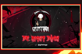 make animated brb, intro, lobby, offline, end screen for twitch,youtube channel