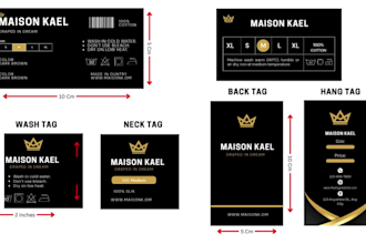 design neck label, clothing tag, hangtag, clothing label and care label