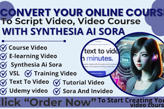 convert your online course to script video, video course with synthesia ai sora