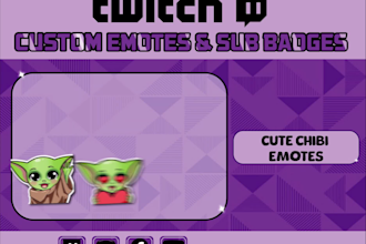 draw unique custom twitch emotes , sub badges