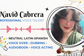 be your magical spanish female voice for video or audiobook