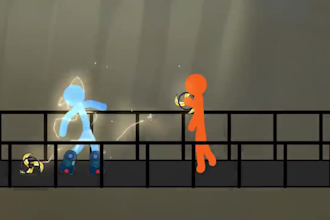 do 2d stickman animation, stick figure, stick fight scene