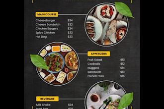 design animated food menu for your restaurant