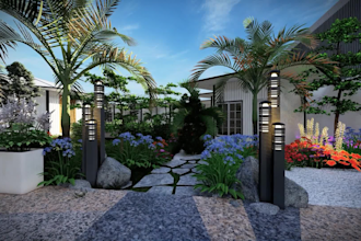 design landscape, backyard, garden, and plot plan