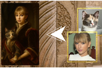 create a royal style portrait of you and your pet