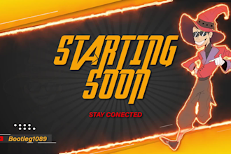 design animated twitch starting screen, ending, brb and more