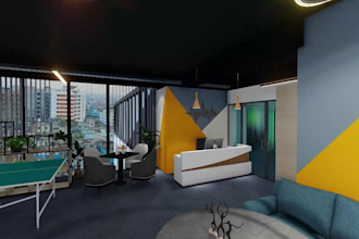 create stunning commercial office interior design renderings