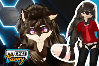 create custom vr chat furry avatar, vr character and 3d vtuber model