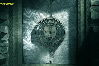 create 3d old stone door open logo animation intro video