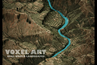 create 3d real world terrain model in voxel art