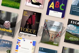 design magazine, notebook, annual report and book cover