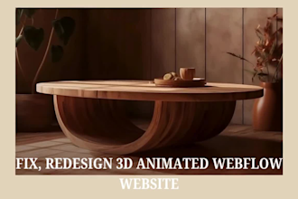 fix redesign 3d animated webflow website, design 3d animated webflow website