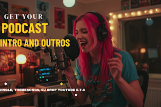 produce podcast intro and outro music radio jingle dj drop theme song voiceover