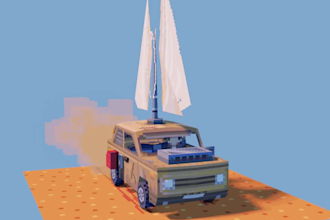 do 3d low poly assets with pixel art texture