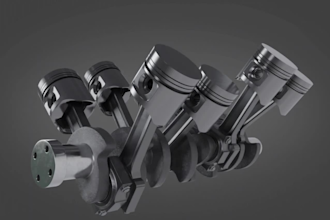 3d sleek solid work product animation,real metal component rebuild for printing