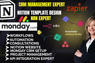 be your notion and n8n expert for automation workflow CRM and templates