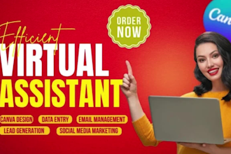 be creative virtual assistant, social media VA, general admin task, canva