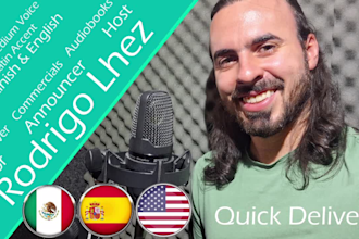 record a voice over in spanish or english pro actor and host