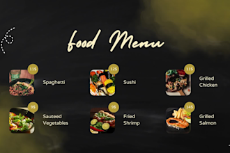 design a modern restaurant menu