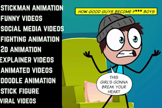 create 2d stick figure funny fighting stickman animation videos for social media