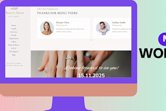 design stunning wordpress wedding, wedding planner, photography website