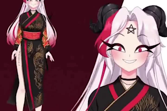 2d vtuber, 2d vtuber model, live 2d vtuber model rigging, vtuber illustration