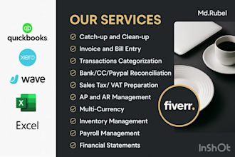 do restaurant bookkeeping, payroll, and quickbooks setup for your food business