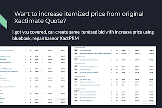 provide repair estimate using repairbase, bluebook, xactprm, xactimate