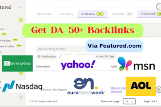 help you earn 50 plus da backlinks via featured like haro
