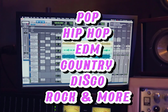 produce music by acoustic drum, guitar, bass, piano  program