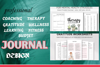do unique journal design, digital journal, routine cards, holistic, life coach