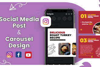 design engaging carousel post for instagram, linkedin, facebook in low prices