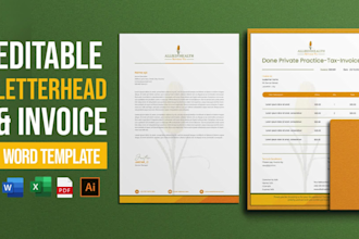 design custom letterhead and invoice with editable word template