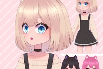 streamer live2d vtuber model,rig,anime art,vseeface,3d vtuber,pngtuber,toggles