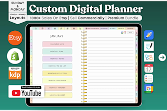 design custom etsy digital planner hyperlinked journal digital products