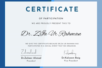 design professional,unique,modern,stunning, elegant, or customized certificates