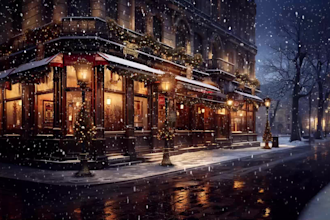 create cozy snow christmas video for coffee shop jazz or relaxing music